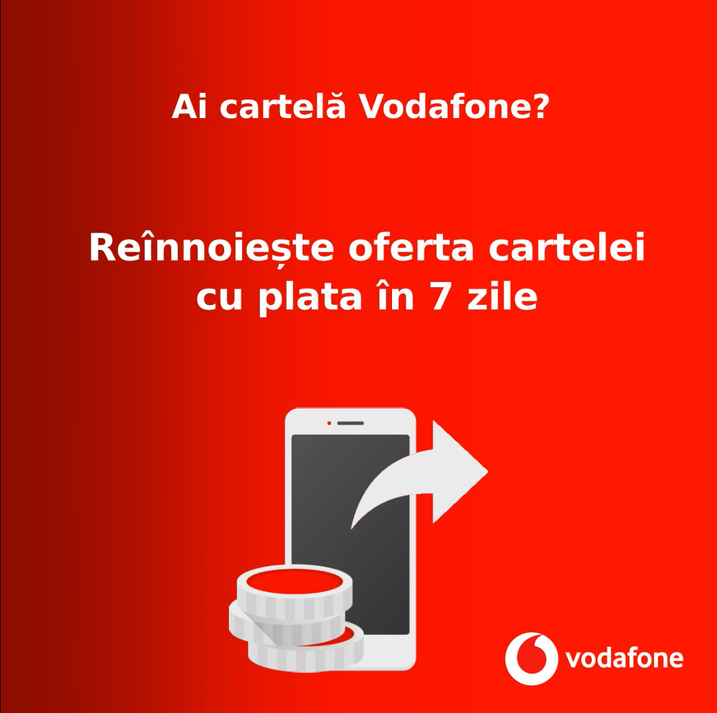 Panou Vodafone despre reînnoirea ofertei pentru cartelă