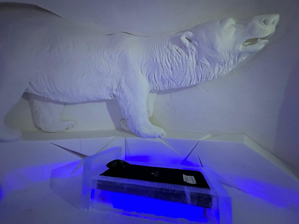 Relief cu animal, într-o încăpere iluminată albastru