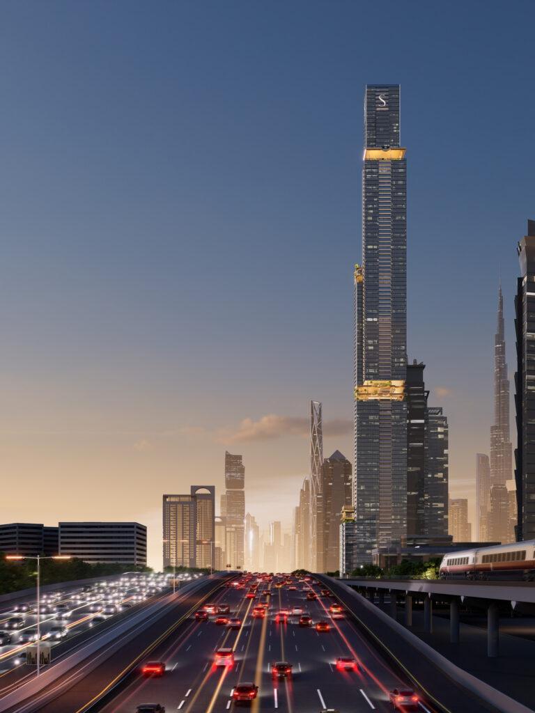 Randare de turn SkyParks iluminat la lăsarea serii