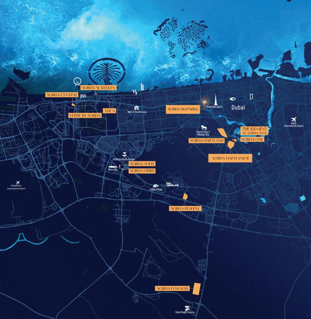 Hartă cu repere și amplasamentul proiectului SkyParks